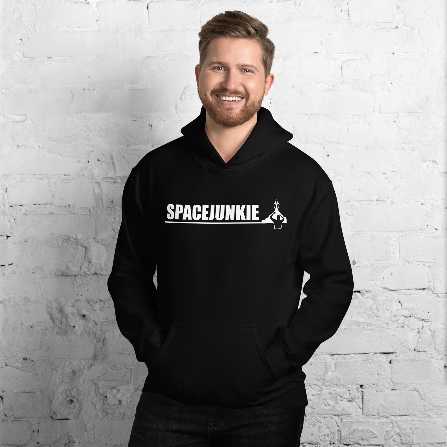 Spacejunkie férfi kapucnis pulcsi sötét